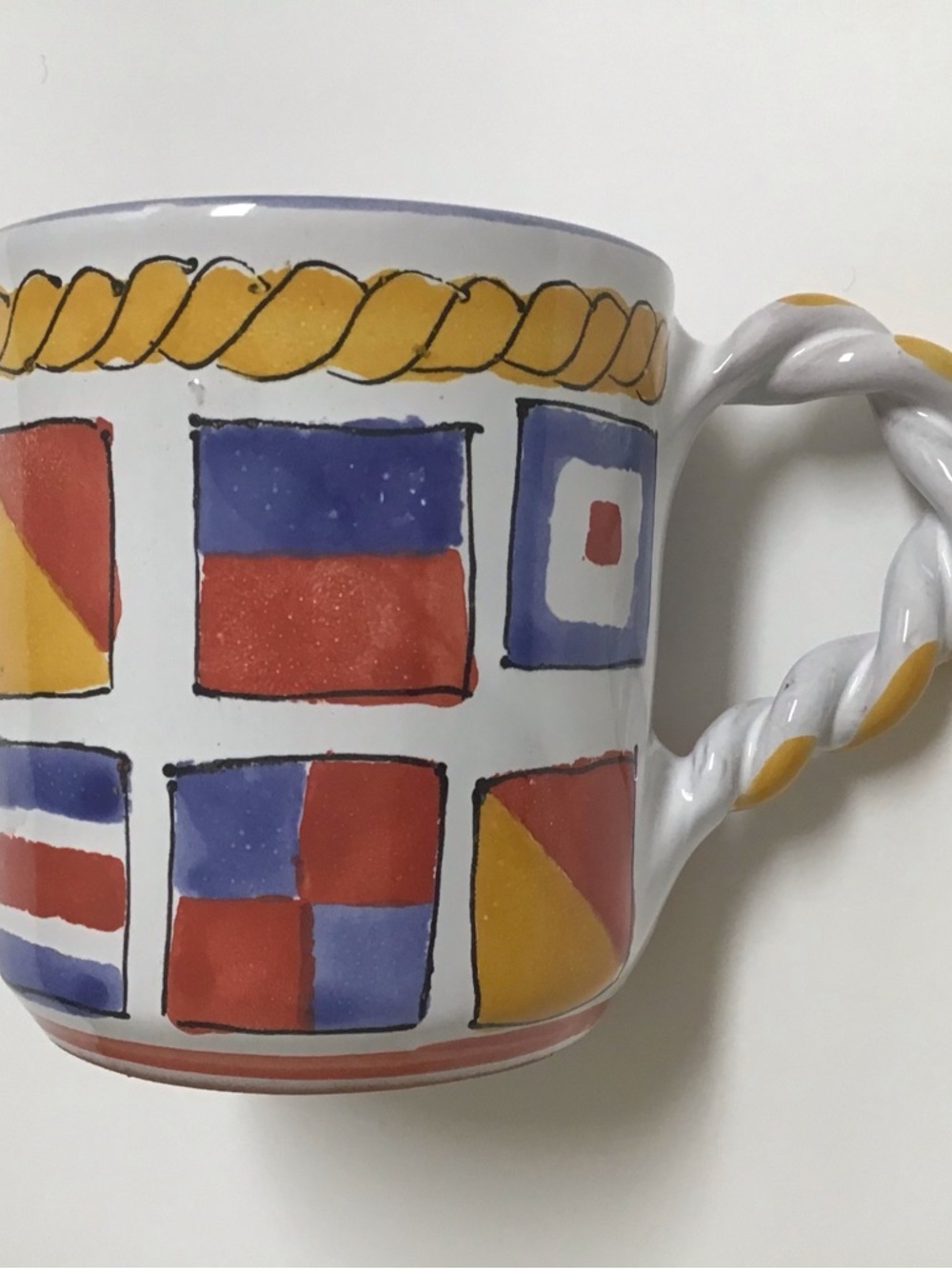 Pottery Mug Maritime Signal Flags Studio Handcrafted Hungary Mesa Intl Vintage